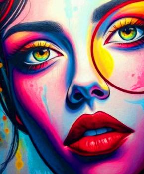 Buntes abstraktes pop art gesicht